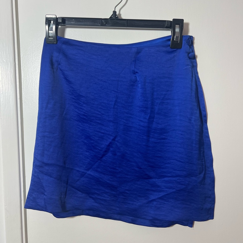 Meshki Romi Asymmetric Mrap Satin Mini Skirt